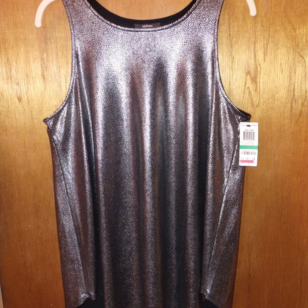 Alfani Metallic Silver Dressy Tank Top